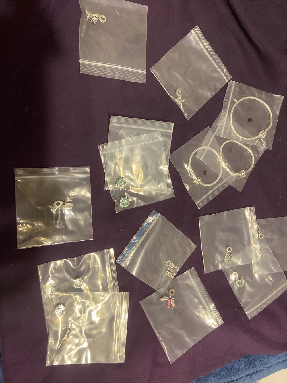 Silver Snake Chain Bracelets with Lots Of Sparkling Charms